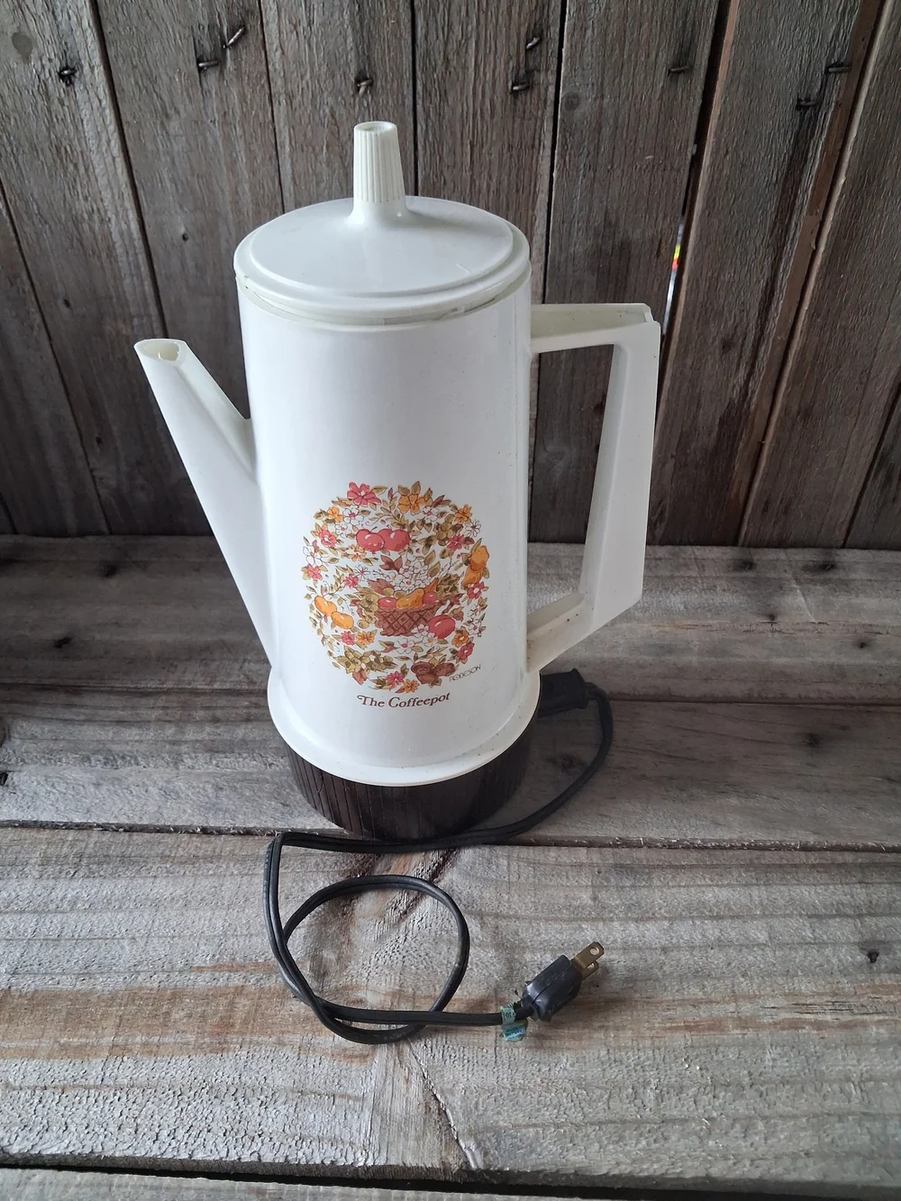 Vintage Robeson The Coffeepot Electric Percolator Floral Basket
